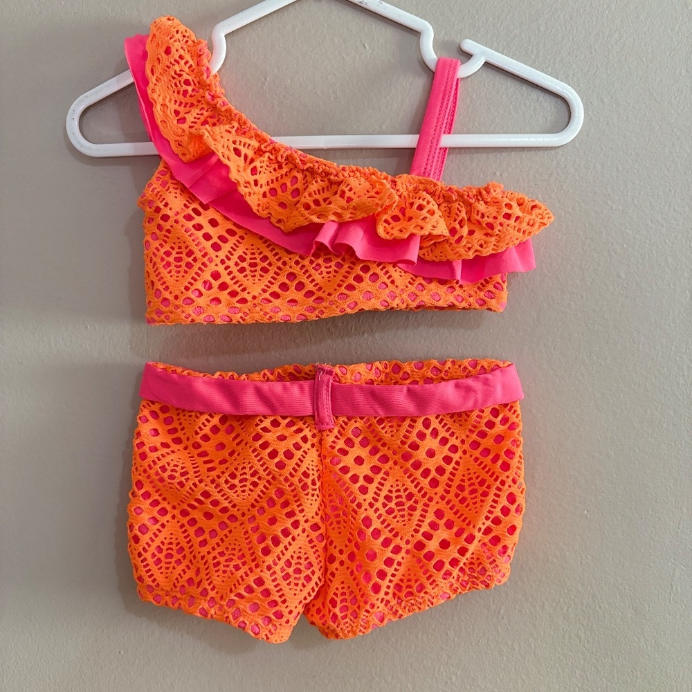 Kidgets Hot Pink & Neon Orange Crochet-Style Bikini Set – Girls Size 2T NWoT - Picture 11 of 15